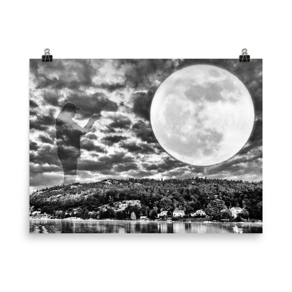 'Full Moon Over Willisville Mountain' Poster of an original photomontage by Jon Butler