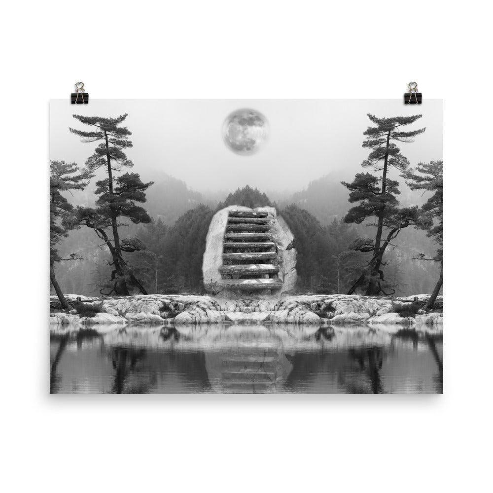 'Stairs to...' poster of an original photomontage by Jon Butler