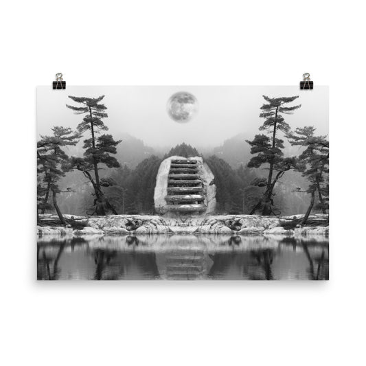 'Stairs to...' poster of an original photomontage by Jon Butler