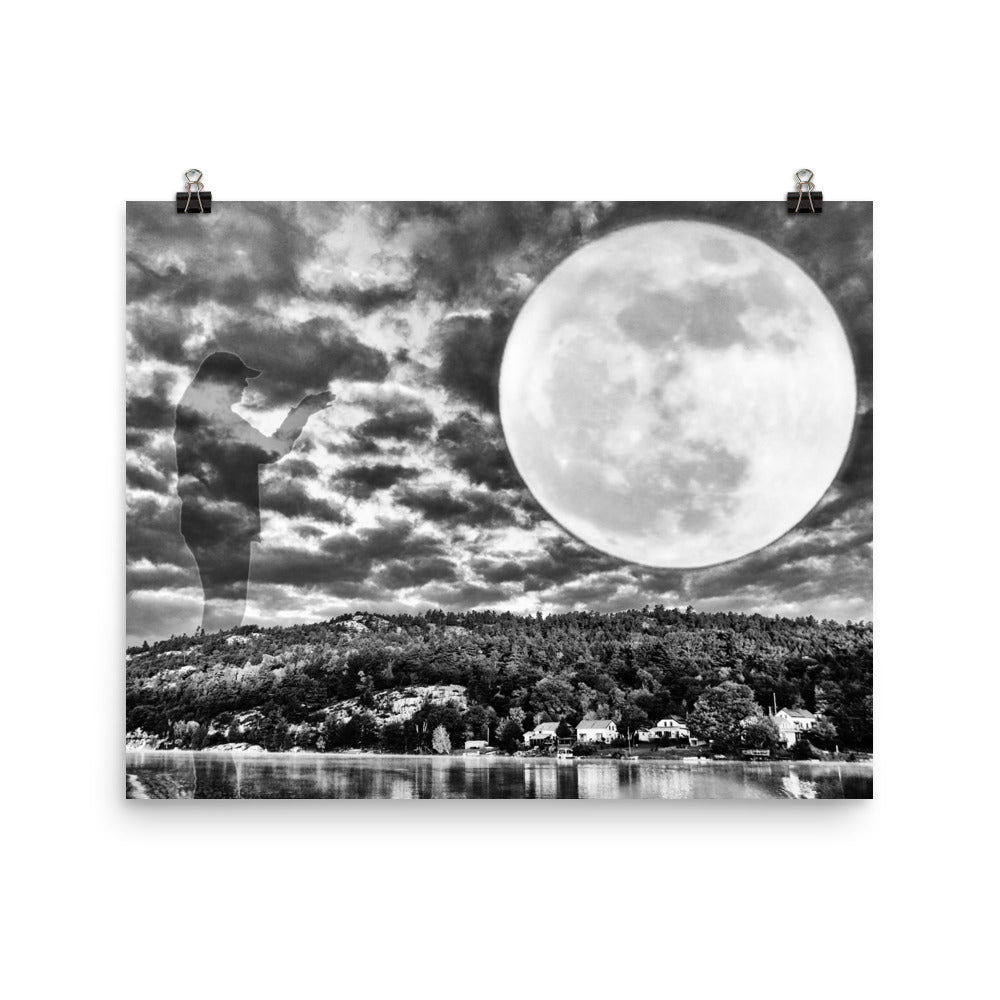 'Full Moon Over Willisville Mountain' Poster of an original photomontage by Jon Butler
